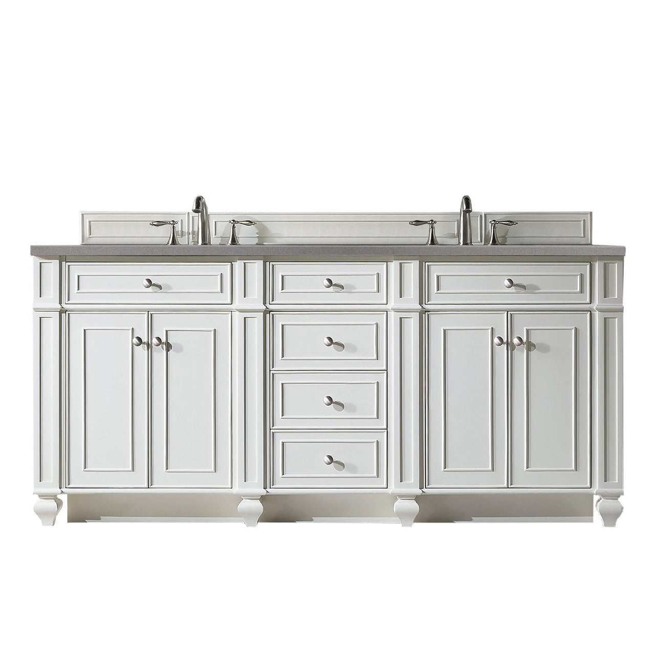 James Martin Bristol 72" Double Vanity Vanity James Martin Bright White w/ 3 CM Grey Expo Quartz Top 