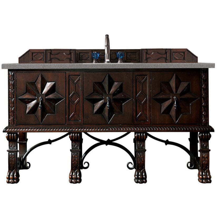 James Martin Balmoral 60" Single Vanity Vanity James Martin Antique Walnut w/ 3 CM Grey Expo Quartz Top 
