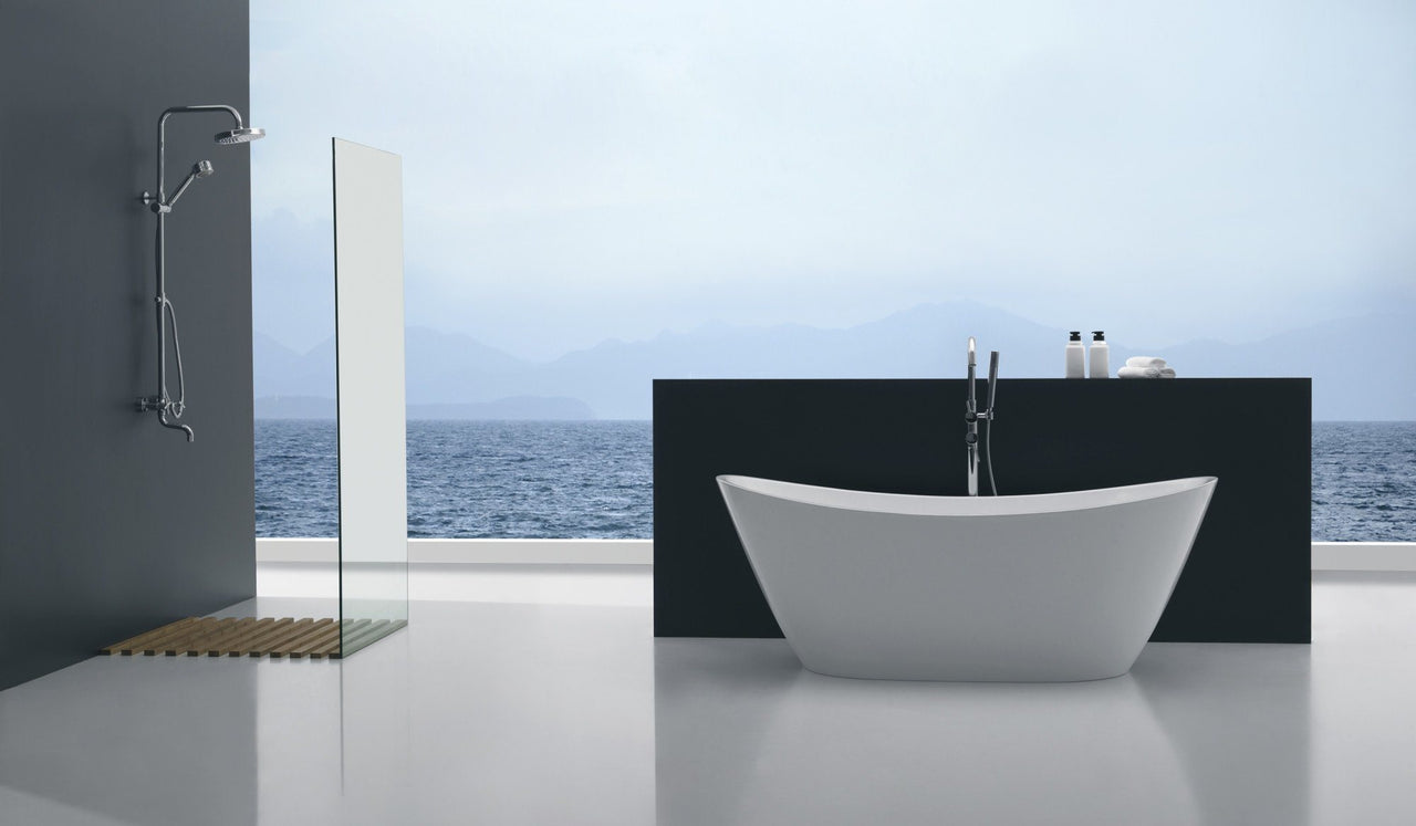 ANZZI Cross Series 5.58 ft. Freestanding Bathtub in White FreeStanding Bathtub ANZZI 