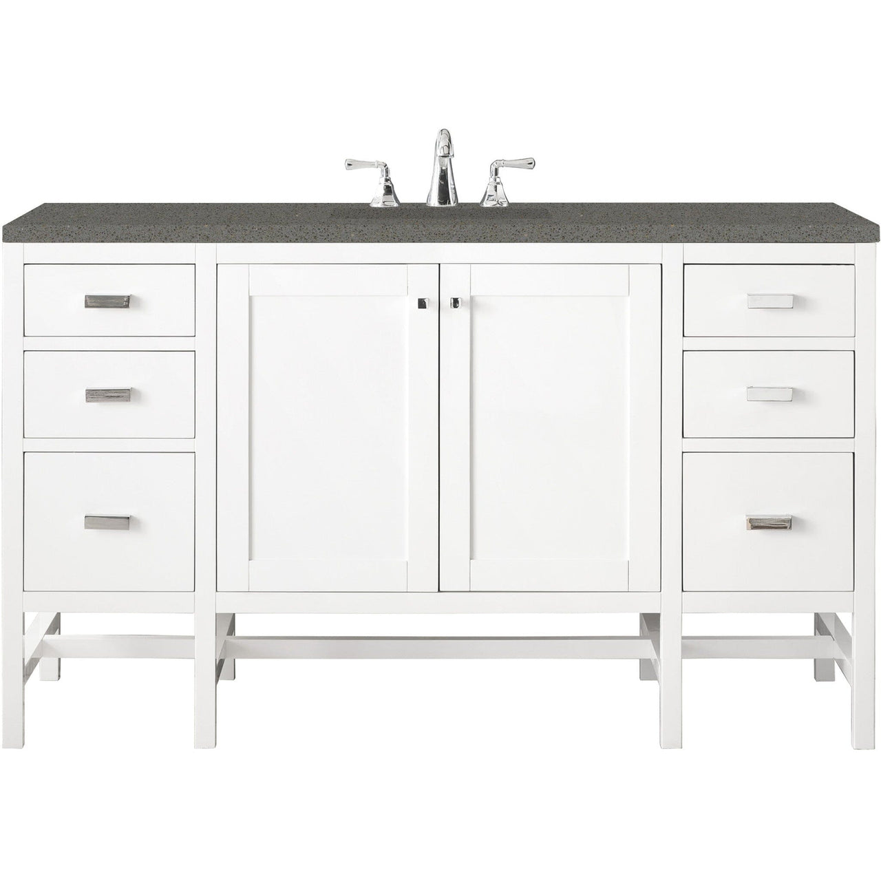 James Martin Addison 60" Single Vanity Vanity James Martin Glossy White w/ 3 CM Grey Expo Quartz Top 
