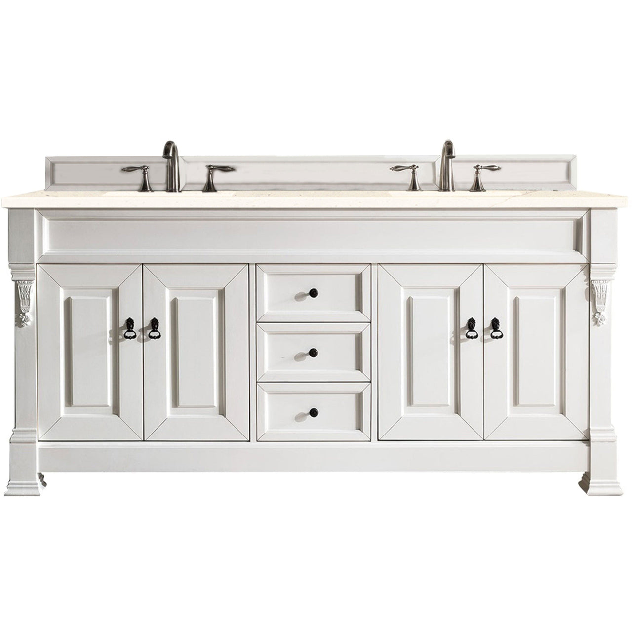 James Martin Brookfield 72" Double Vanity Vanities James Martin Bright White w/ 3 CM Eternal Marfil Quartz Top 