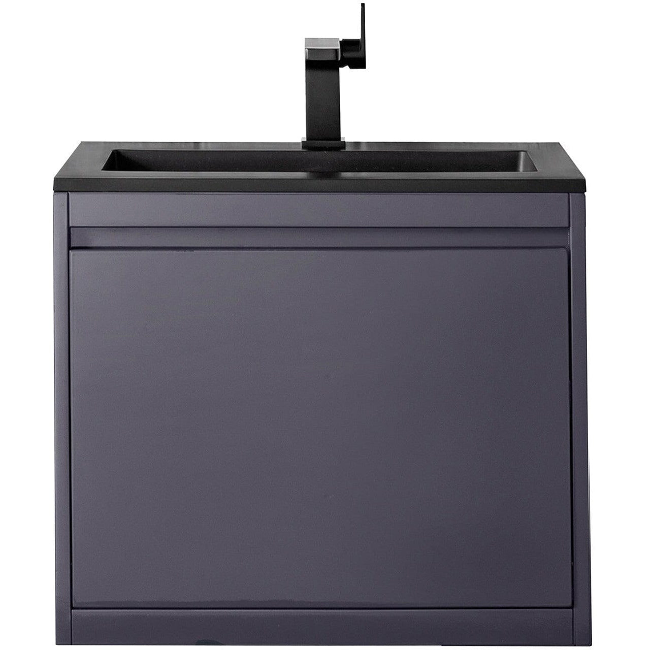 James Martin Milan 23.6" Single Vanity Vanity James Martin Modern Grey Glossy w/Charcoal Black Composite Top 