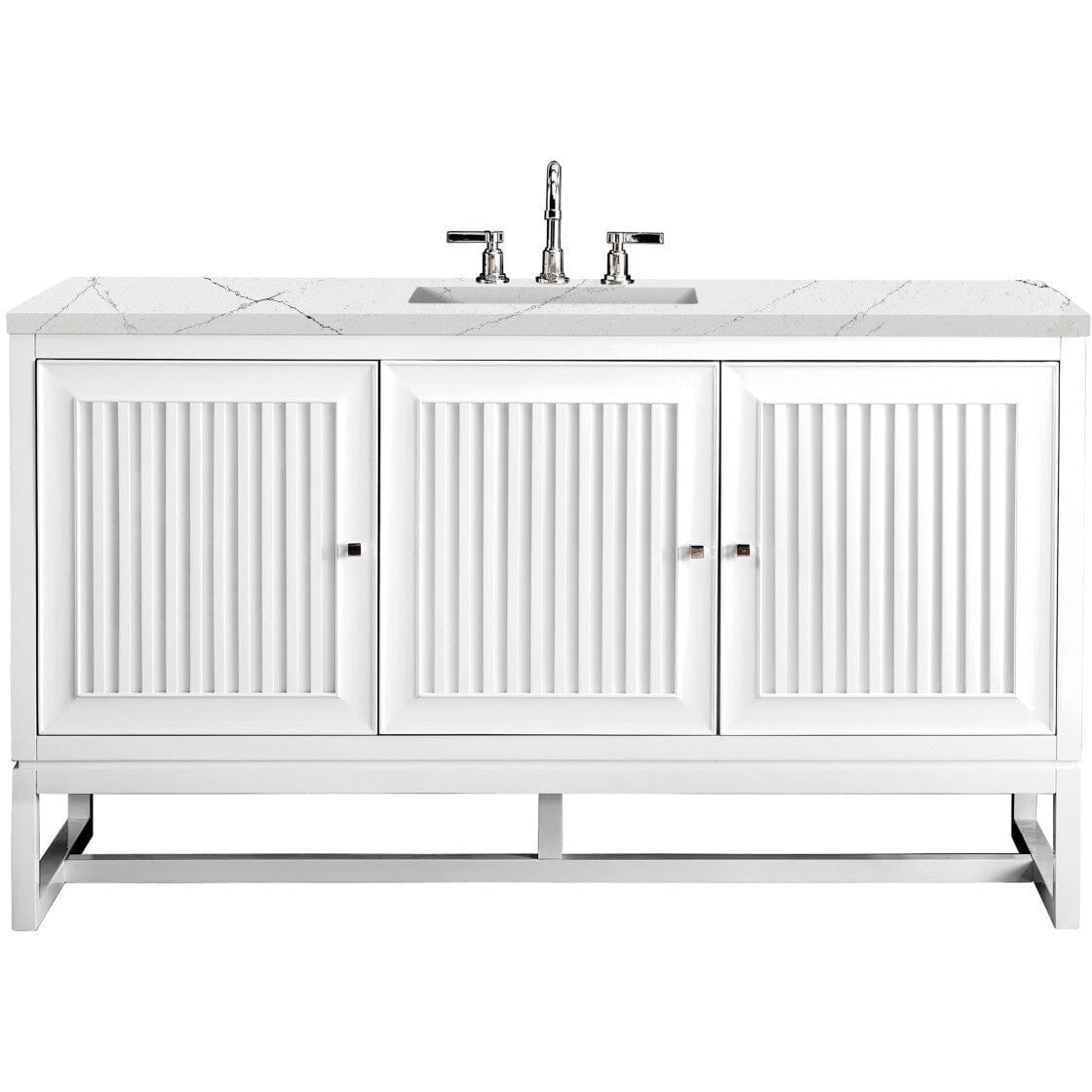 James Martin Athens 60" Single Vanity Vanity James Martin Glossy White w/ 3 CM Ethereal Noctis Top 
