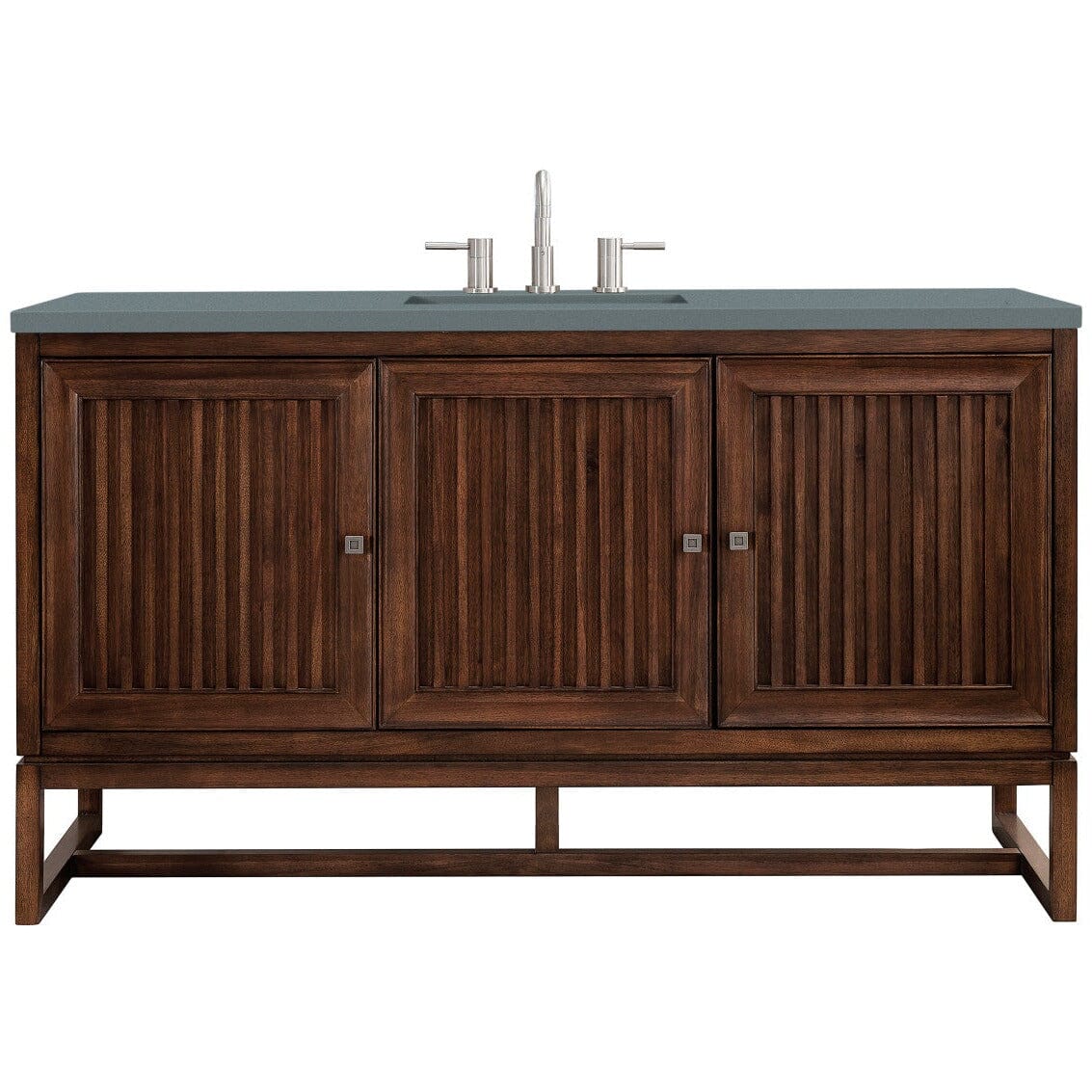 James Martin Athens 60" Single Vanity Vanity James Martin Mid Century Acacia w/ 3 CM Cala Blue Top 